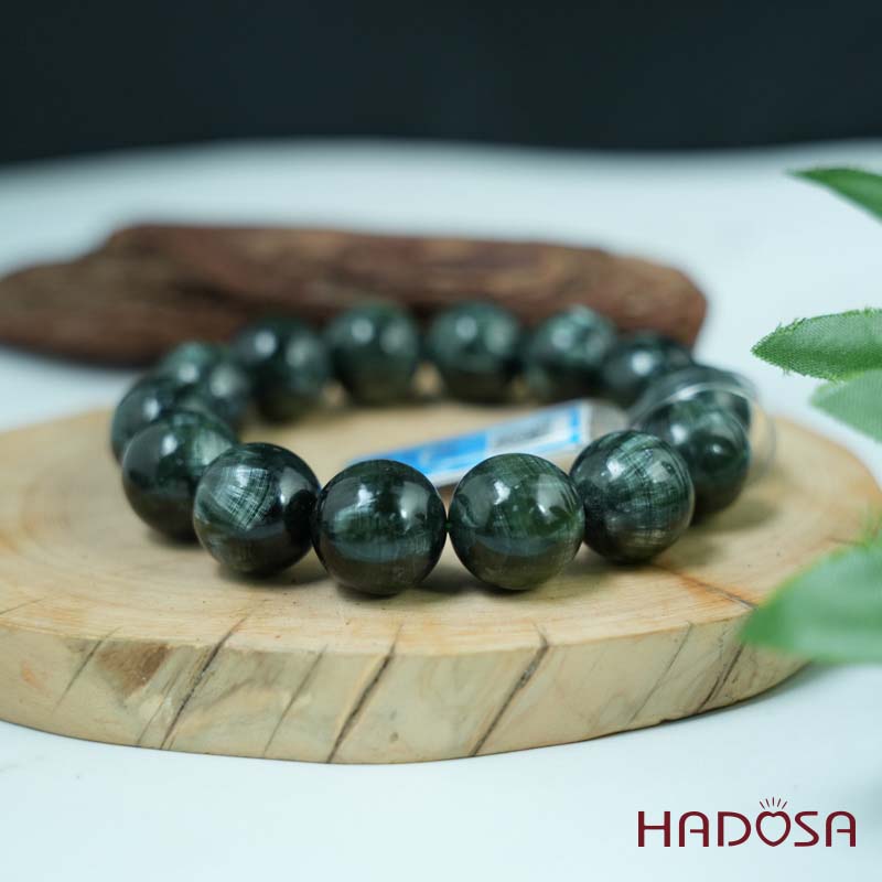 Vòng tay đá Mắt Rồng xanh 16mm 5A