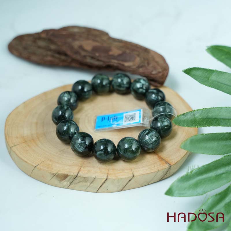 Vòng tay đá Mắt Rồng xanh 16mm 5A