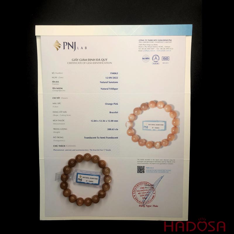 Vòng đá Mặt Trời 12mm chuẩn 4A