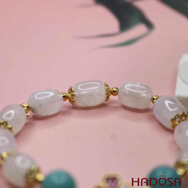 Vòng đá phong thủy mệnh Kim - Thủy Mặt Trăng charm bạc 925