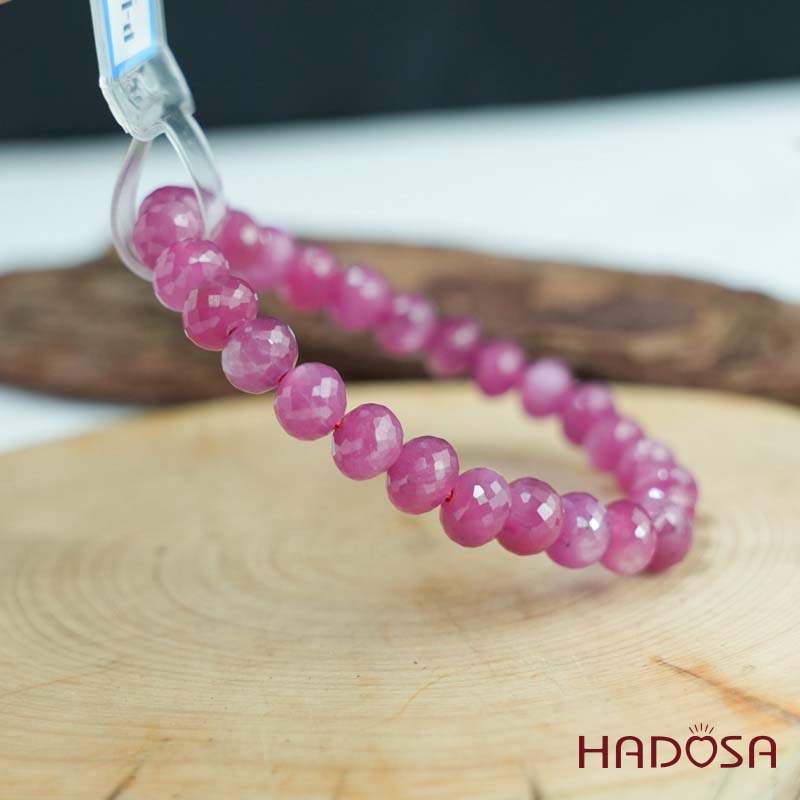 Vòng chuỗi Ruby Thái đỏ cắt giắc 6x7.5mm cao cấp