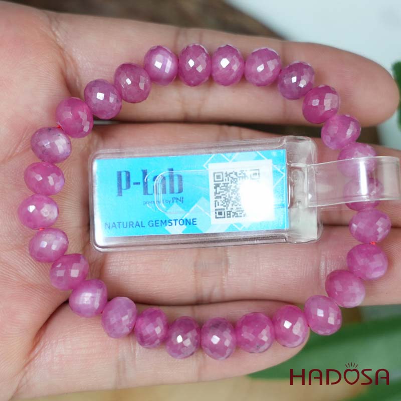 Vòng chuỗi Ruby Thái đỏ cắt giắc 6x7.5mm cao cấp