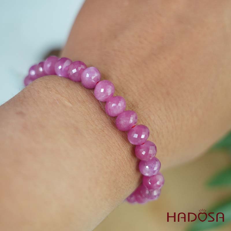 Vòng chuỗi Ruby Thái đỏ cắt giắc 6x7.5mm cao cấp