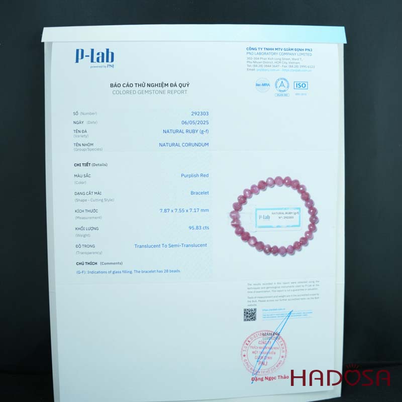 Vòng chuỗi Ruby Thái đỏ cắt giắc 6x7.5mm cao cấp