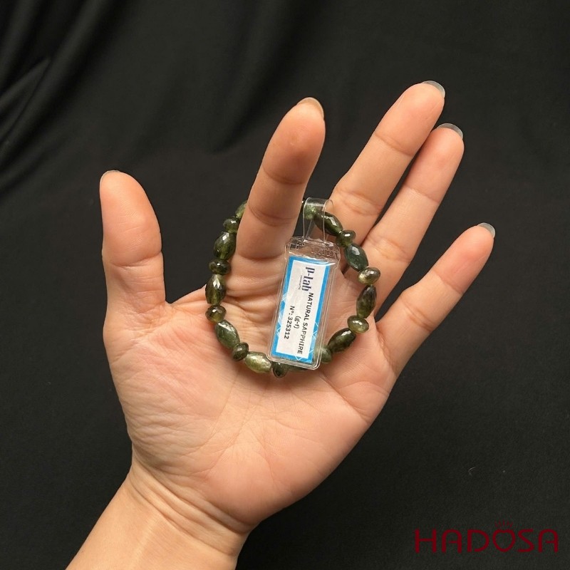 Vòng chuỗi Sapphire cắt giác hạt lu thống 7.5x10mm