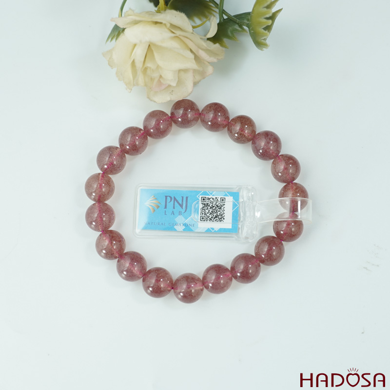 Vòng tay Thạch Anh Dâu Tây 10mm cao cấp chuẩn 6A