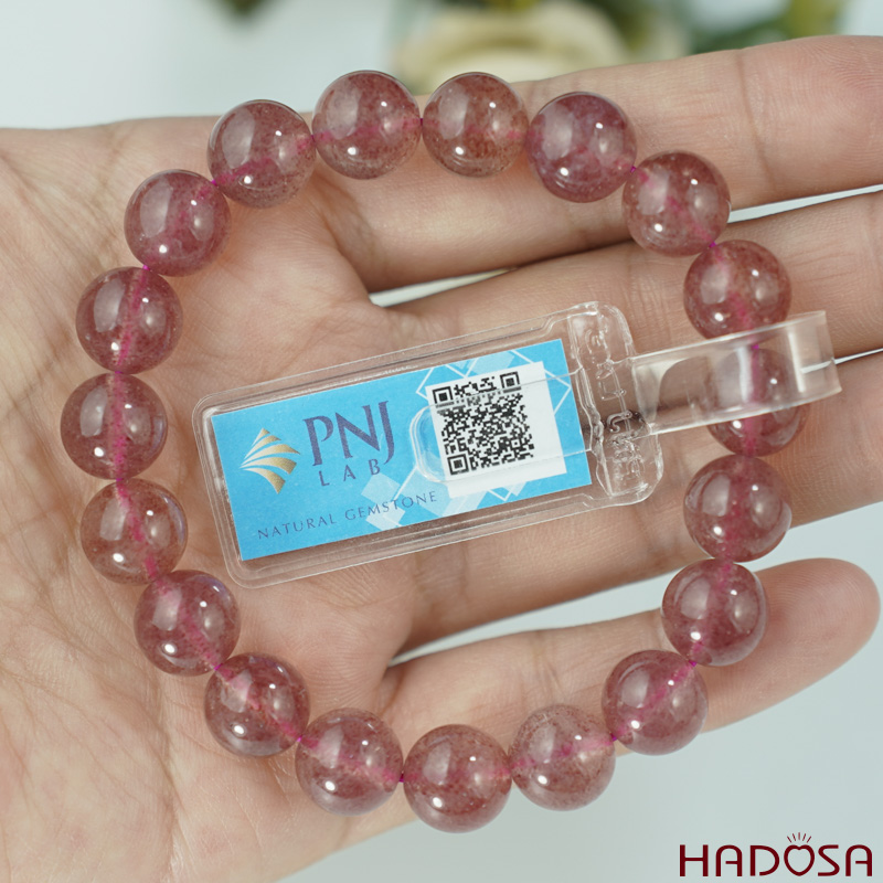 Vòng tay Thạch Anh Dâu Tây 10mm cao cấp chuẩn 6A