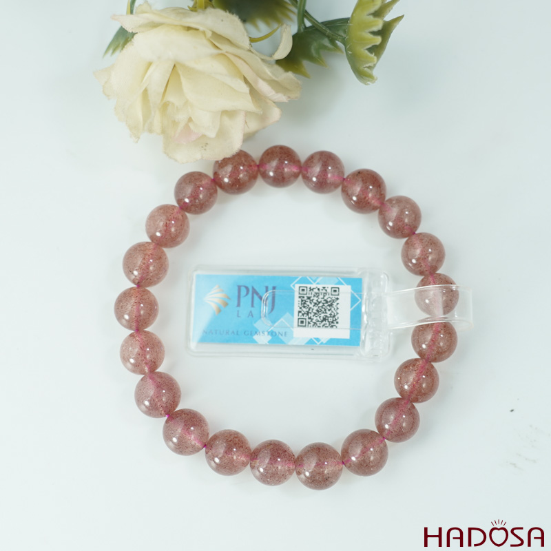 Vòng đá Thạch Anh Dâu Tây 09mm chuẩn 6A