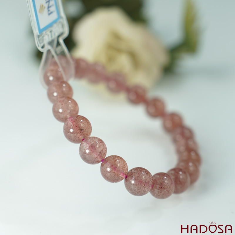 Vòng đá Thạch Anh Dâu Tây 09mm chuẩn 6A