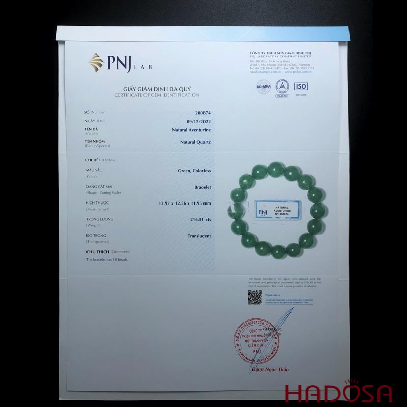 Vòng đá Thạch anh dâu tây xanh 12mm chuẩn 6A