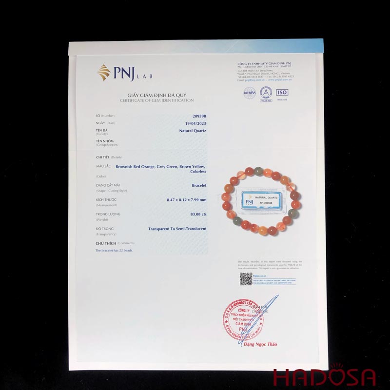 Vòng đá Thạch anh tam tài 8mm