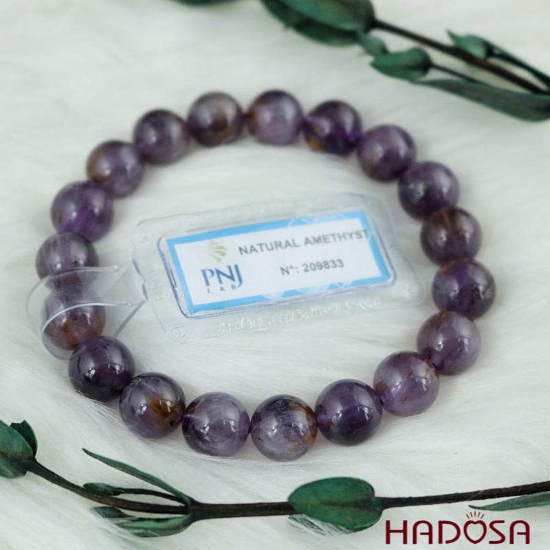 Vòng thạch anh tím tóc vàng 10mm chuẩn 5A