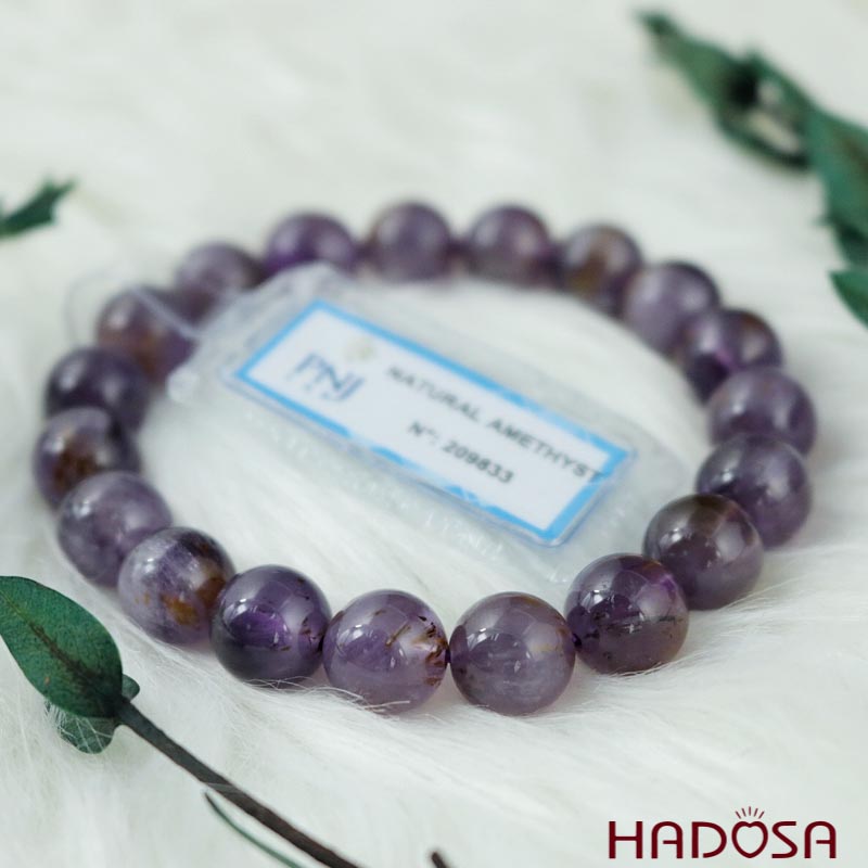 Vòng thạch anh tím tóc vàng 10mm chuẩn 5A