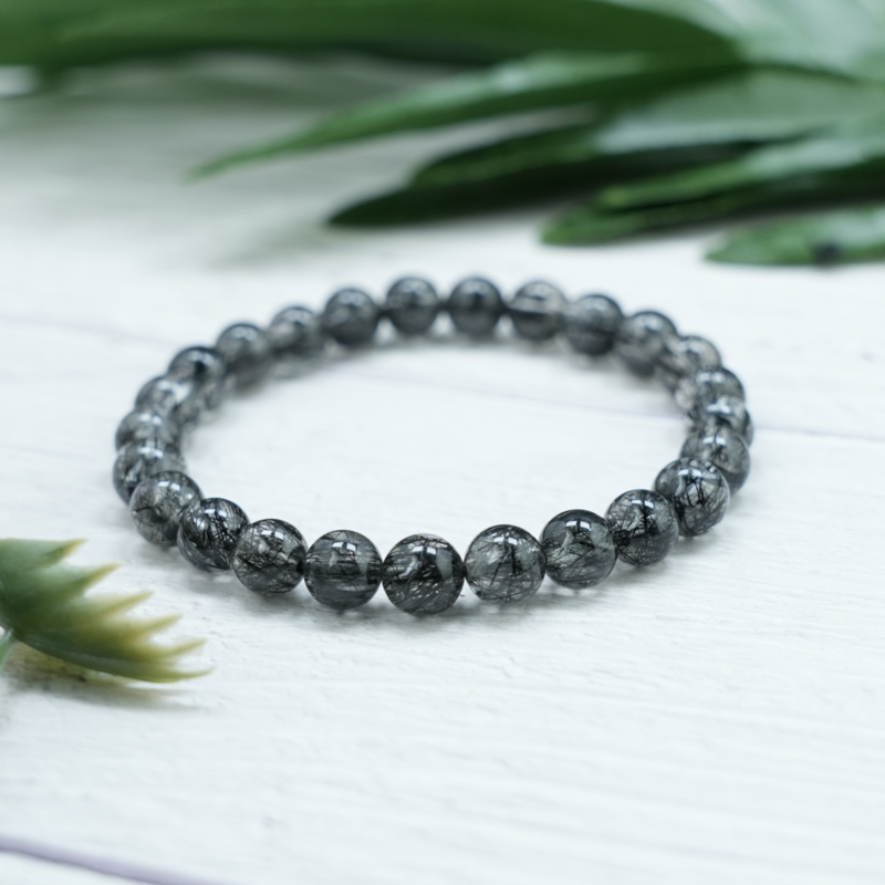 Vòng đá Thạch anh tóc đen 7mm chuẩn 6A