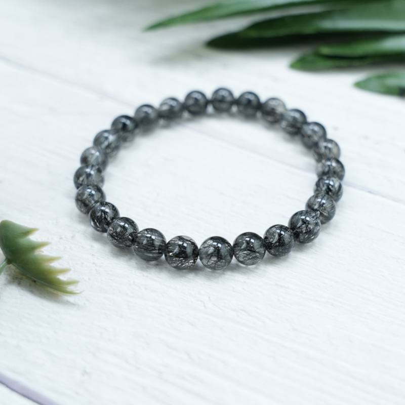 Vòng đá Thạch anh tóc đen 7mm chuẩn 6A