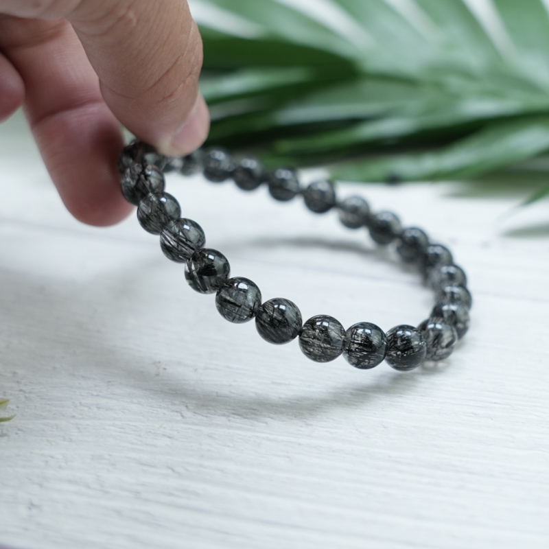 Vòng đá Thạch anh tóc đen 7mm chuẩn 6A