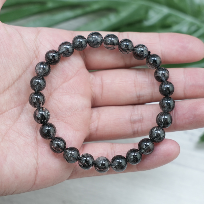 Vòng đá Thạch anh tóc đen 7mm chuẩn 6A