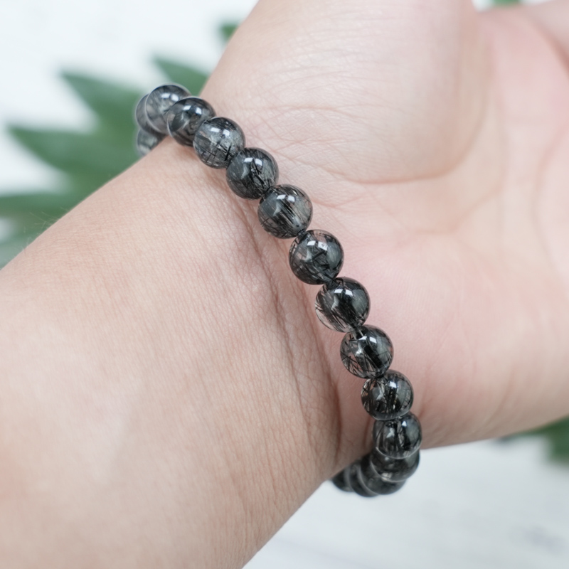 Vòng đá Thạch anh tóc đen 7mm chuẩn 6A