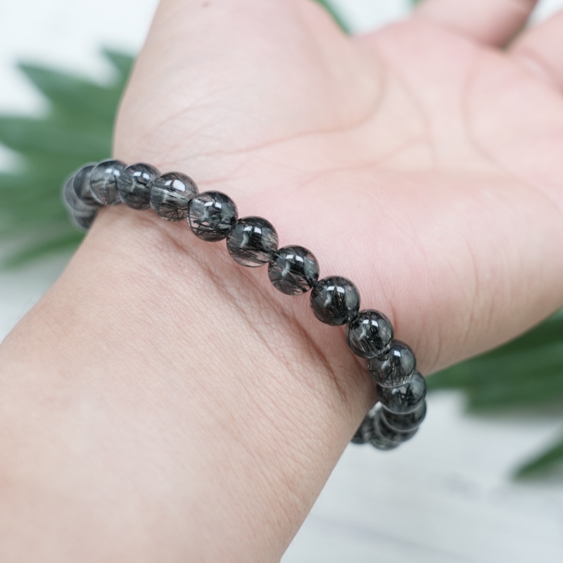 Vòng đá Thạch anh tóc đen 7mm chuẩn 6A