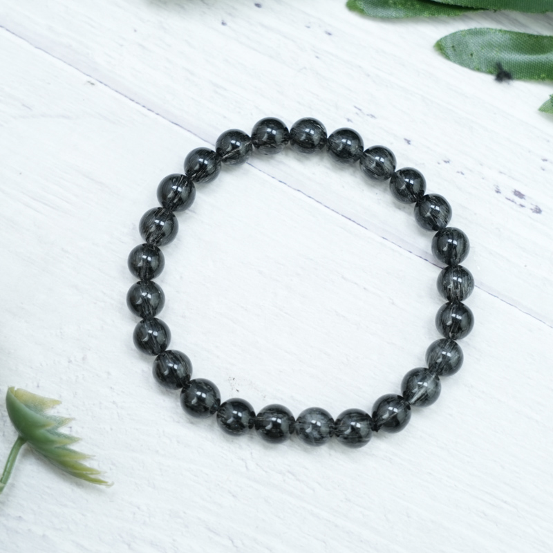 Vòng đá Thạch anh tóc đen Vip đồng trục 7mm chuẩn 7A