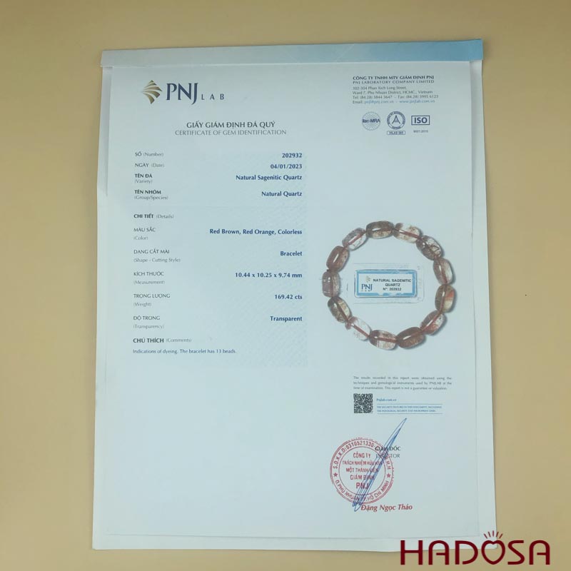 Vòng hạt trụ Thạch anh tóc đỏ 10*15 chuẩn 5A