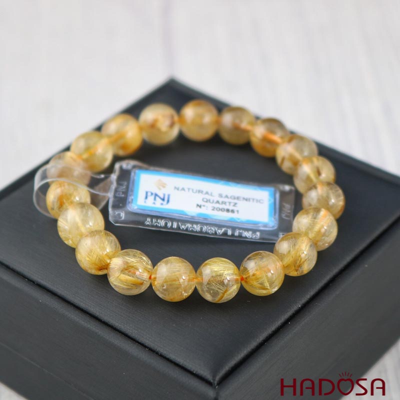 Vòng Thạch anh tóc vàng 10mm chuẩn 4A