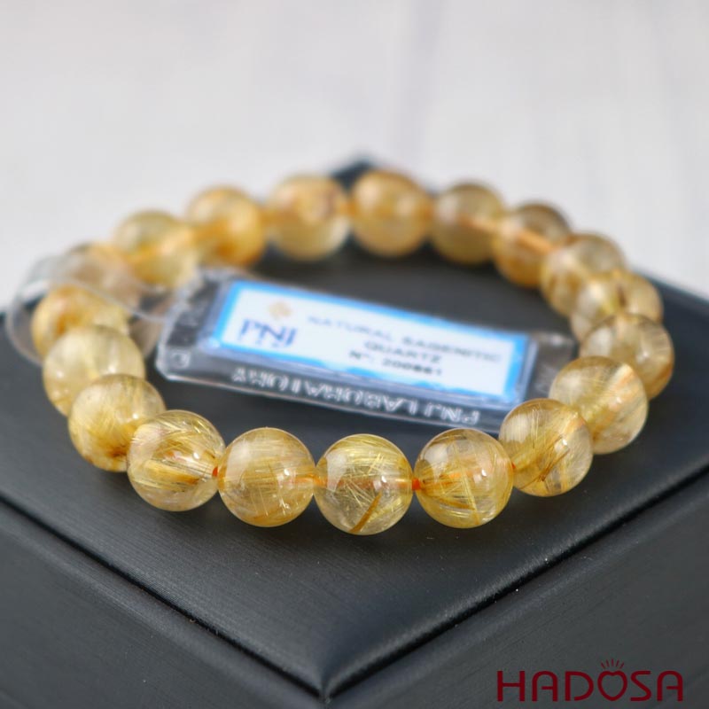 Vòng Thạch anh tóc vàng 10mm chuẩn 4A