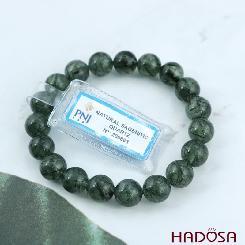 Vòng đá Thạch anh tóc xanh 10mm chuẩn 4A