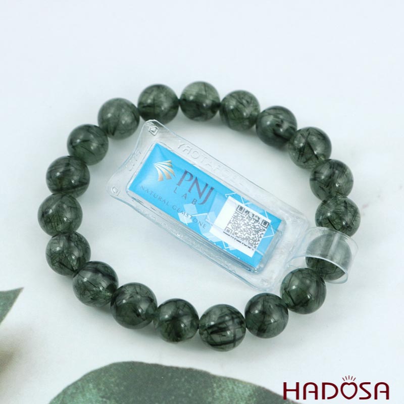 Vòng đá Thạch anh tóc xanh 10mm chuẩn 4A