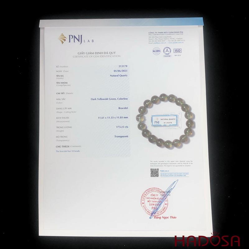 Vòng Thạch Anh Tóc Xanh 11mm 5A