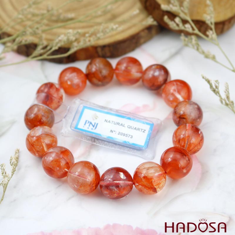 Vòng đá Thạch Anh ưu linh huyết 14mm