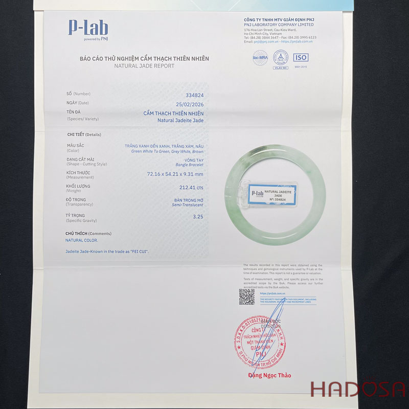 Vòng Ngọc Cẩm Thạch bản tròn trắng phớt lí ni 53