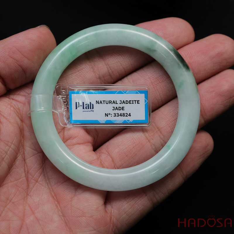 Vòng Ngọc Cẩm Thạch bản tròn trắng phớt lí ni 53