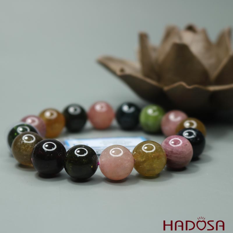 Vòng đá Tourmaline Hồng Lục Bảo 13mm chuẩn 4A