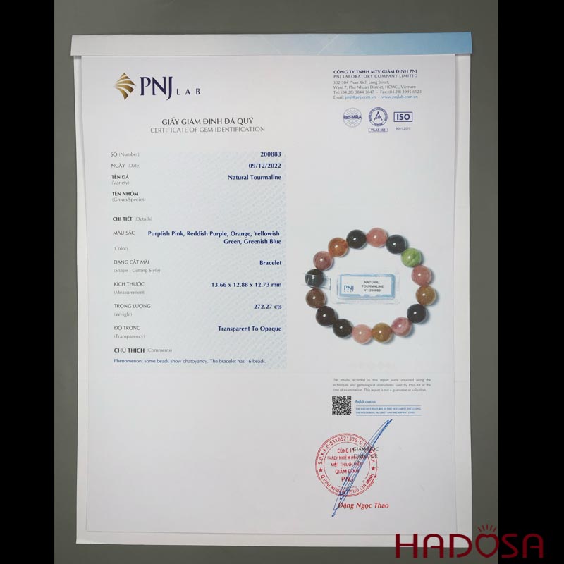 Vòng đá Tourmaline Hồng Lục Bảo 13mm chuẩn 4A