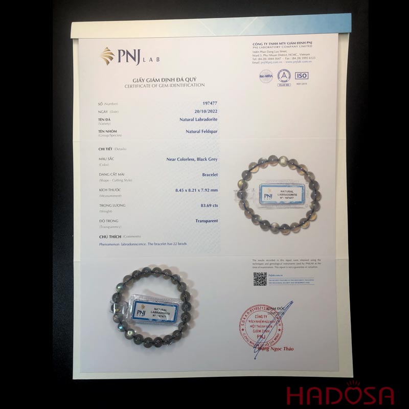 Vòng đá Xà Cừ Labradorite 08mm 6A
