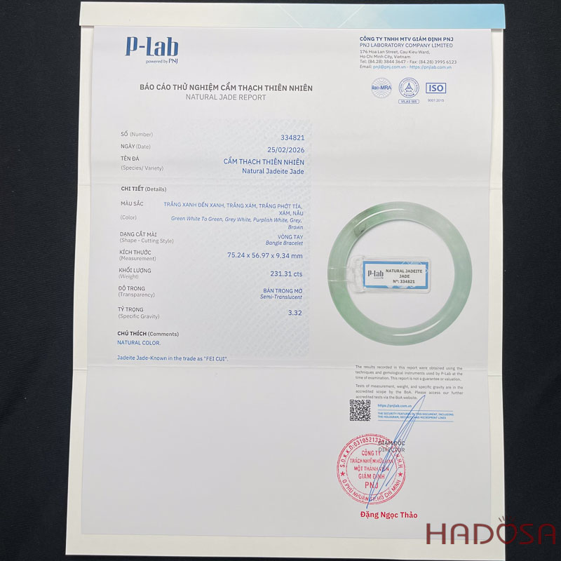 Vòng Ngọc Cẩm Thạch bản tròn trắng phớt lí ni 56