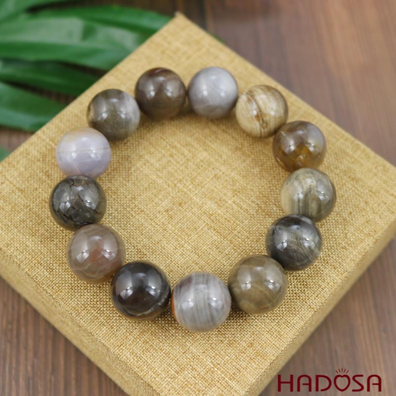 Vòng tay Gỗ hóa thạch 16mm