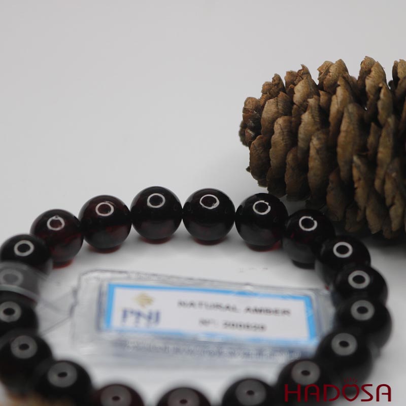 Vòng Hổ Phách Baltic Huyết đen 10mm