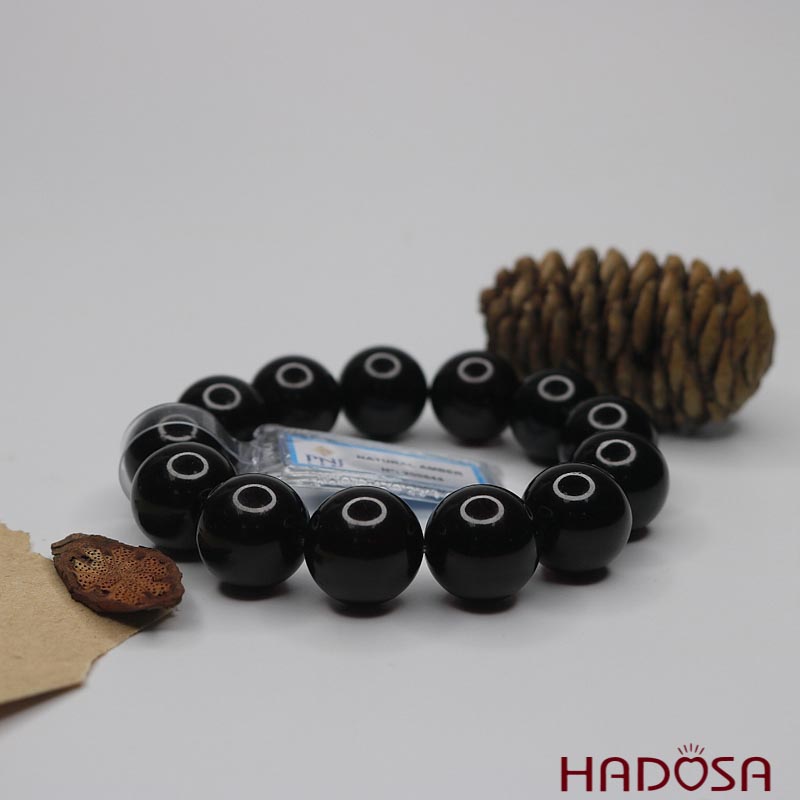 Vòng Hổ Phách Baltic Huyết đen 17mm