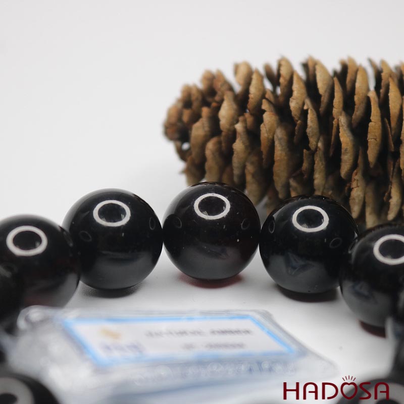 Vòng Hổ Phách Baltic Huyết đen 18mm