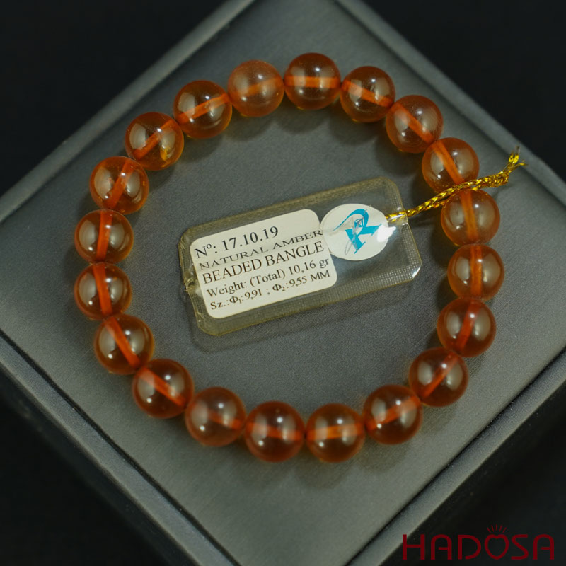 Vòng Hổ Phách Baltic nâu đỏ 10mm đặc biệt cao cấp