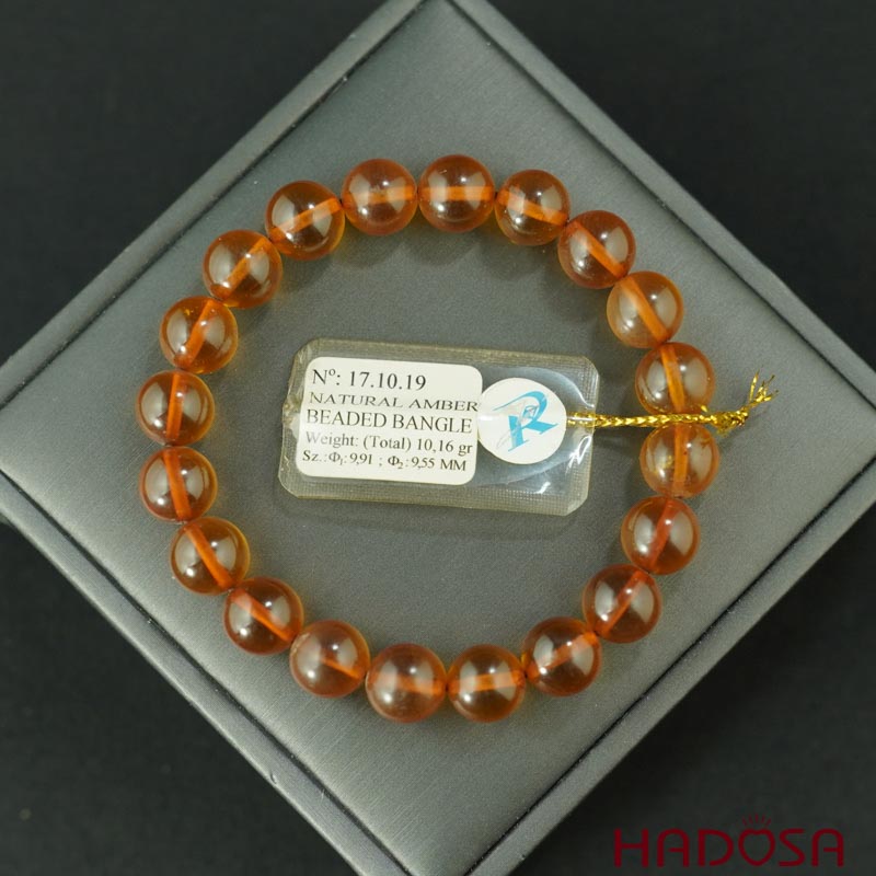 Vòng Hổ Phách Baltic nâu đỏ 10mm đặc biệt cao cấp