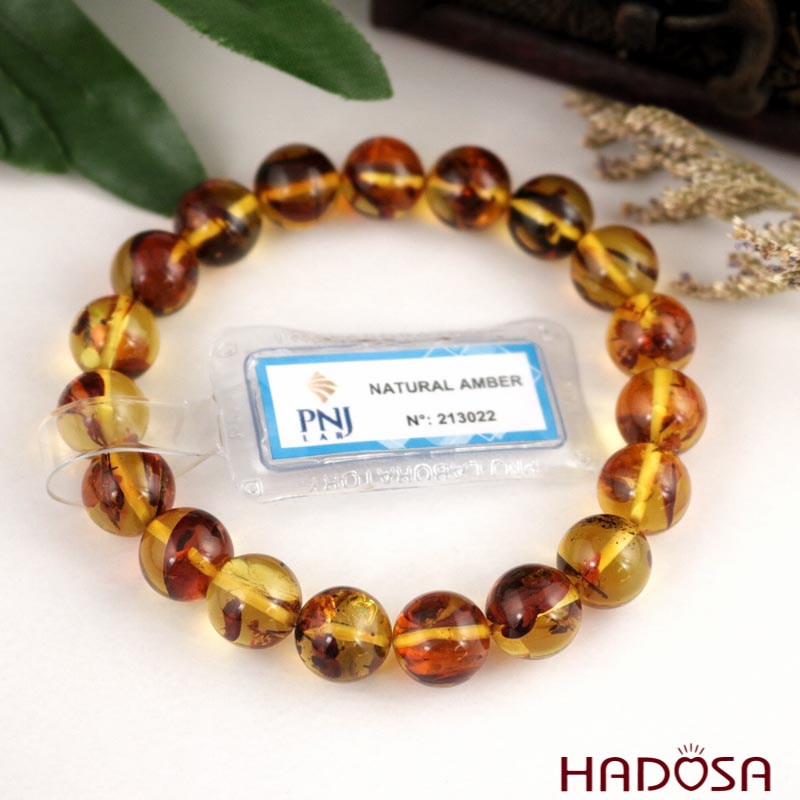 Vòng Hổ Phách bông vàng 10mm