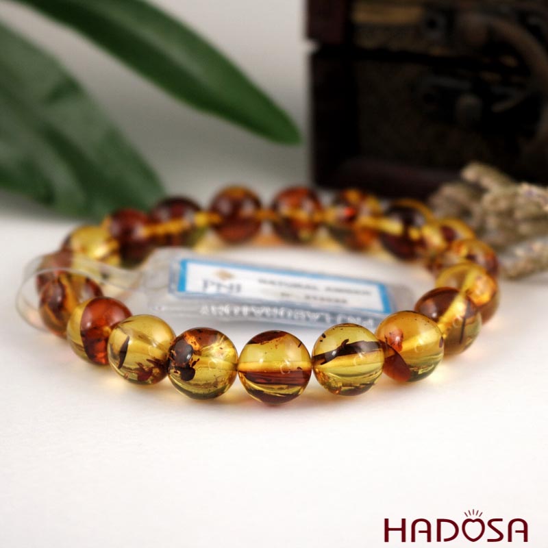 Vòng Hổ Phách bông vàng 10mm