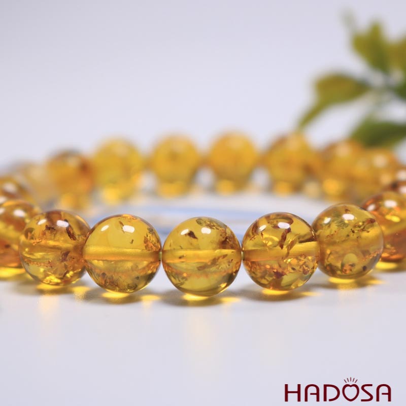 Vòng Hổ Phách Cognac Baltic vàng 10mm cao cấp