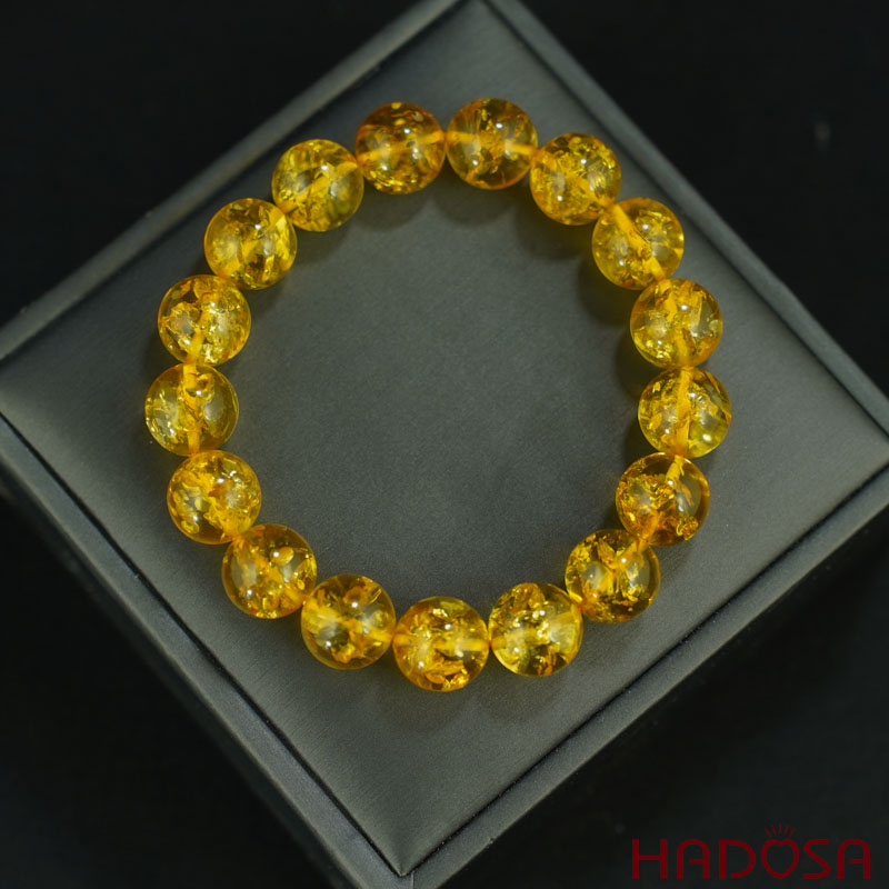 Vòng Hổ Phách Cognac Baltic vàng 12mm đặc biệt cao cấp