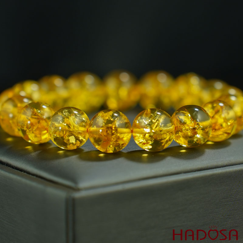 Vòng Hổ Phách Cognac Baltic vàng 12mm đặc biệt cao cấp