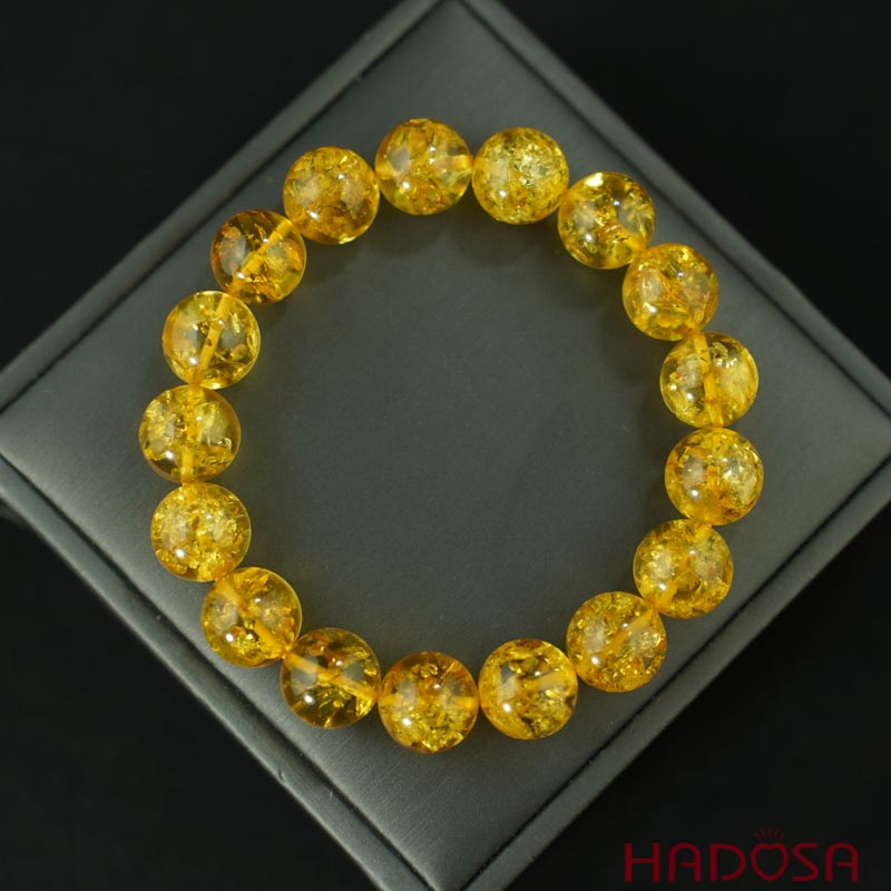 Vòng Hổ Phách Cognac Baltic vàng 12mm đặc biệt cao cấp