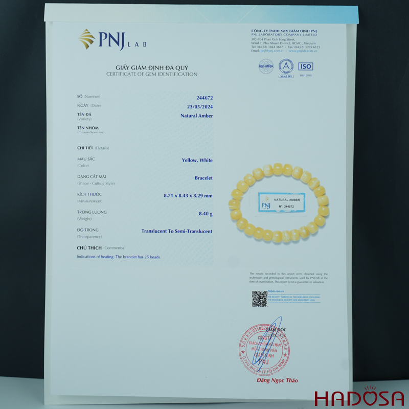 Vòng Hổ Phách Mật Lạp hạt bắp 08mm